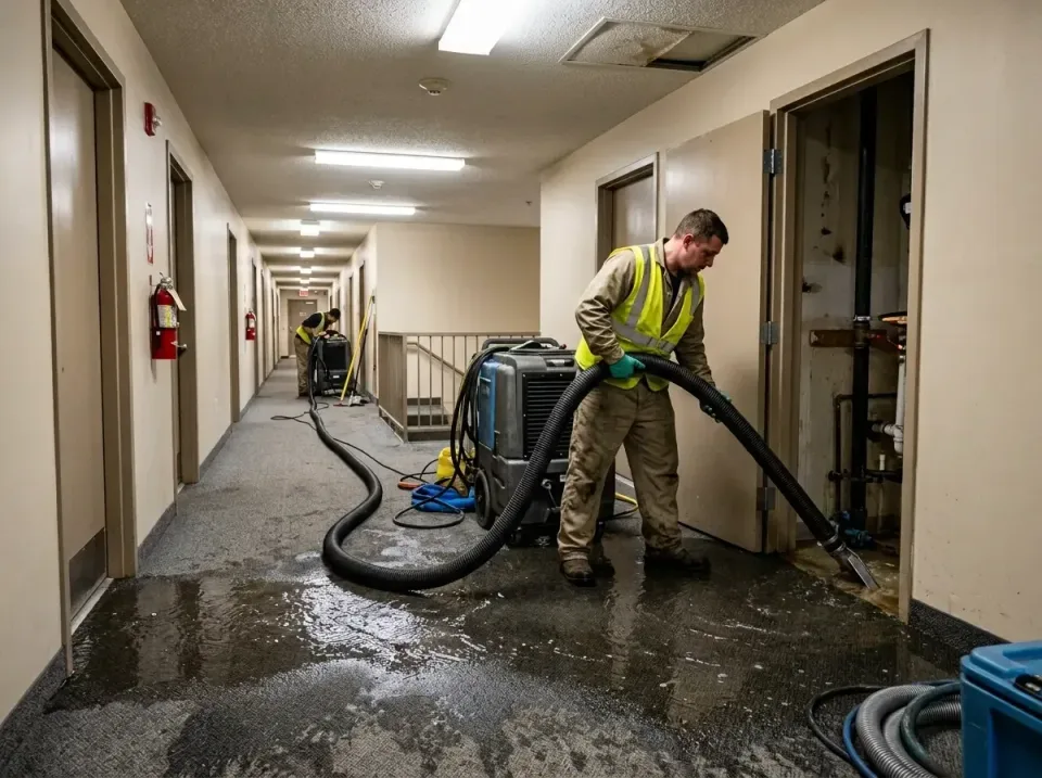 multi-unit-apartment-hallway-f-005 — frequently asked questions, Emergency Burst Pipe Water Extraction & Removal in Bellows…